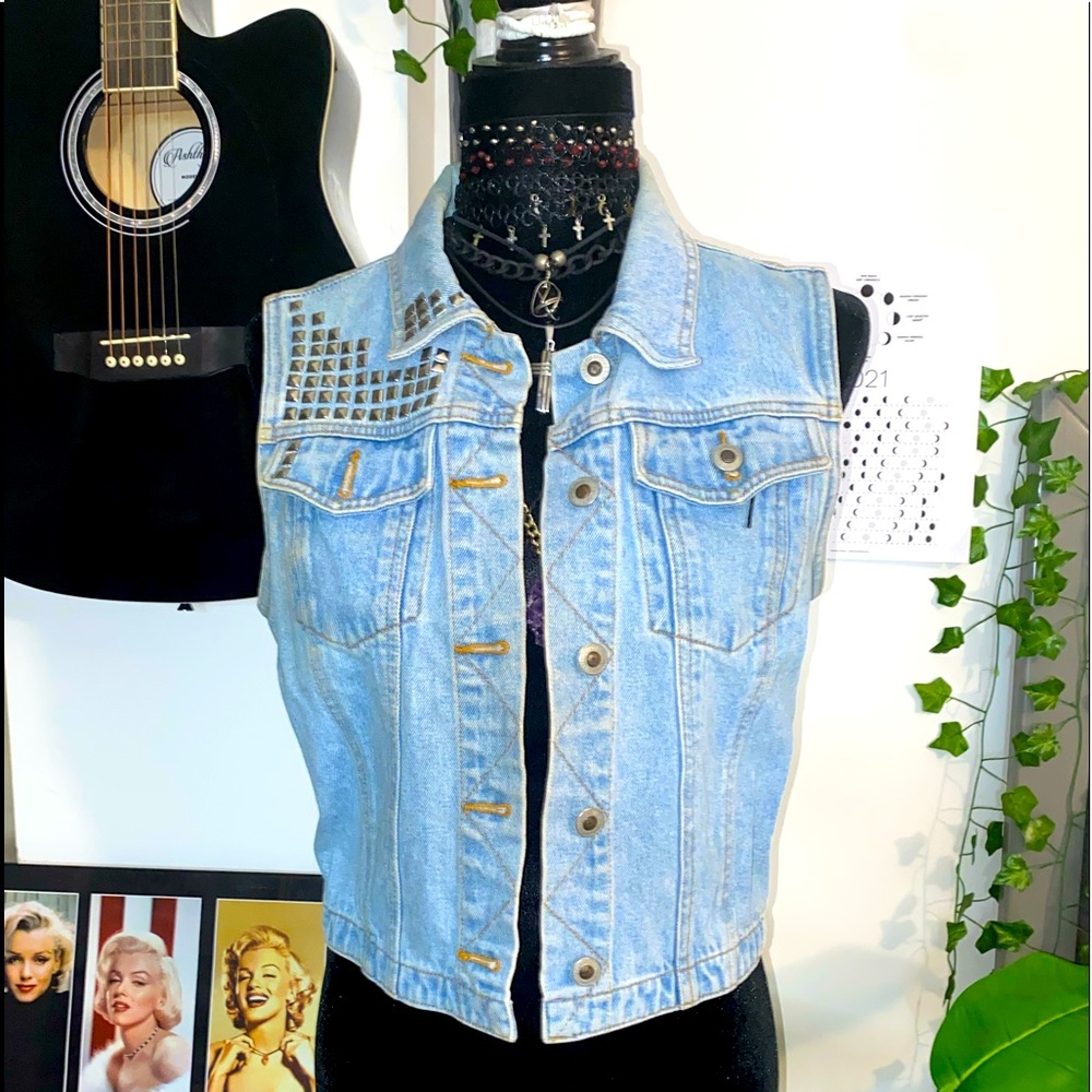 Vintage Santa Barbara Hand Studded Denim Vest